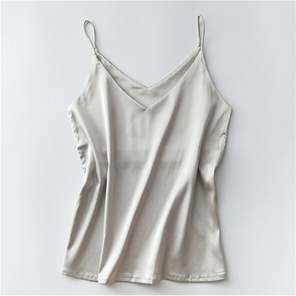 Women's short sleeveless ice silk top