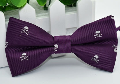 Men's Polyester Silk Bow Tie Skull Bowtie