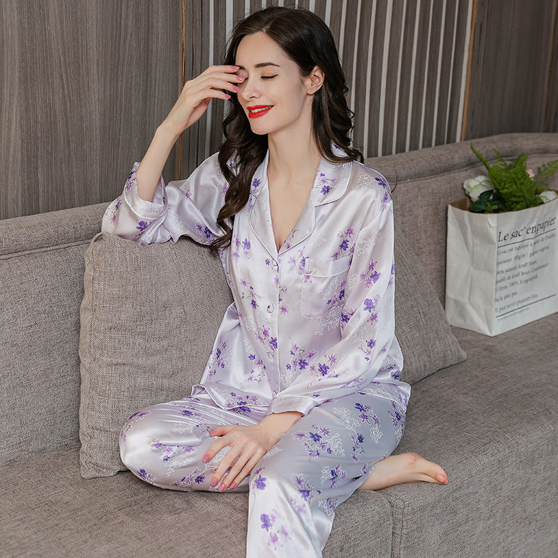 Two-piece suit long sleeve silk home service