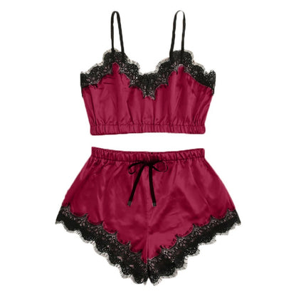 Two-piece embroidered silk shorts