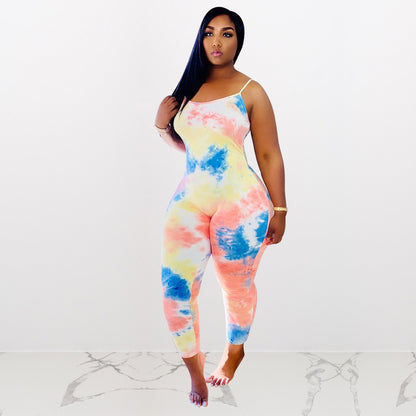 Printed milk silk cropped trousers jumpsuit