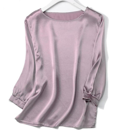 High-end Silkworm Silk Pearl Shiny Satin Shirt
