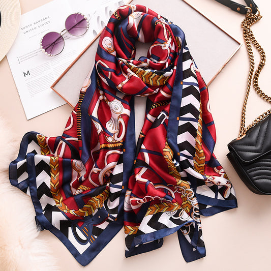 Retro lock environmental protection warm silk scarf