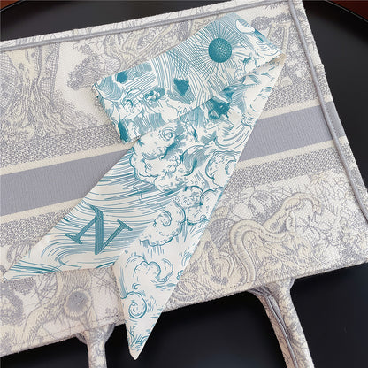 26 Letters Retro Ethnic Bag Silk Scarf