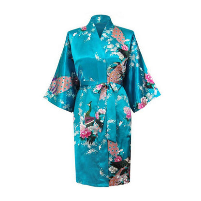 Silk nightgown peacock nightgown sexy cardigan