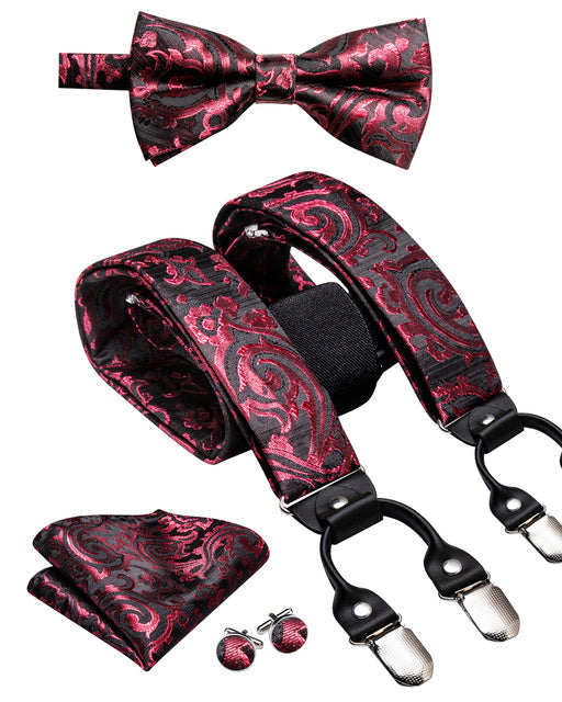 Luxury Silk Men's Sling Leather Metal 6-clip Bra