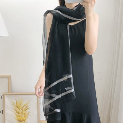 Silk wool long scarf shawl