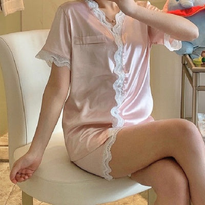 Ice silk short sleeve two-piece suit