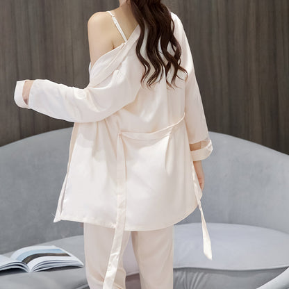 Sexy ice silk three-piece suit