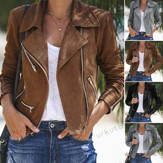 Lapel short top with multiple zips
