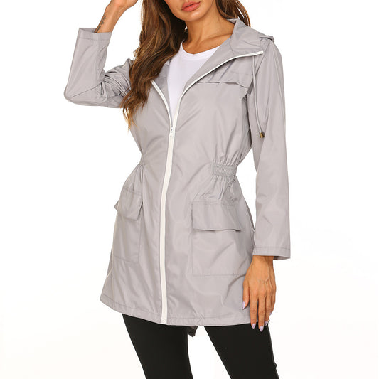 Skyline Waist-Tie Hooded Raincoat
