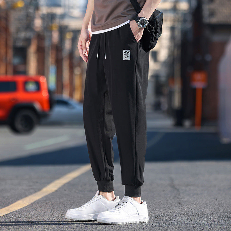 Ice Silk Pants Men's Summer Thin Loose