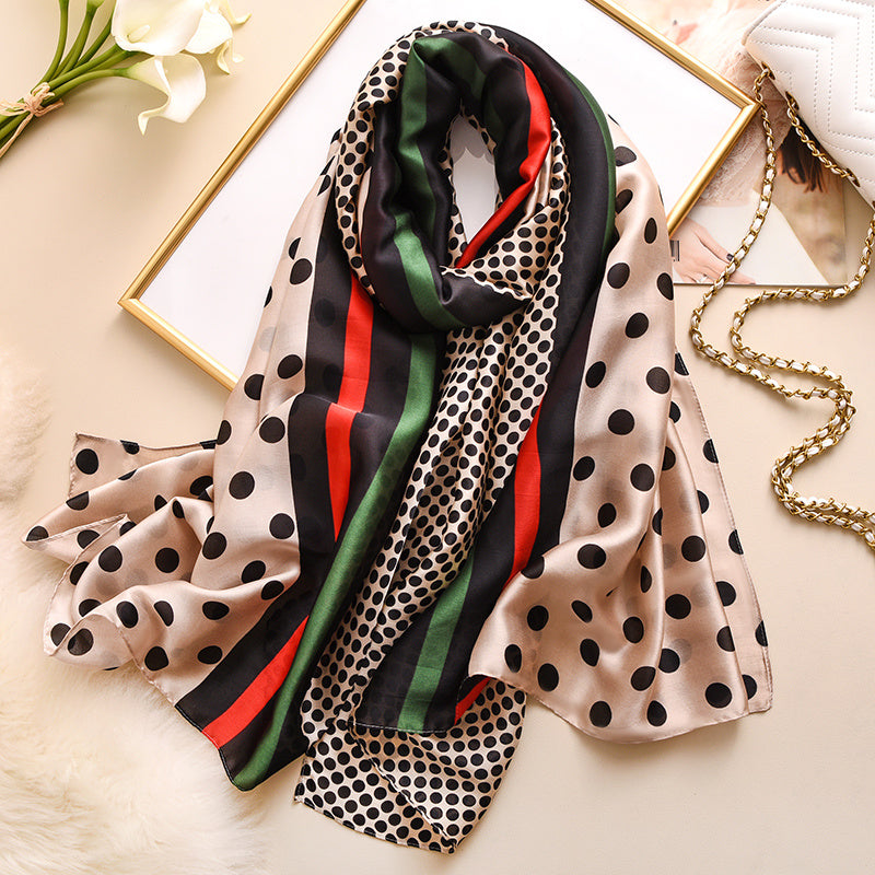 Fashionable Women's Simple Printed Thin Silk Scarf