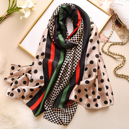 Fashionable Women's Simple Printed Thin Silk Scarf