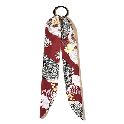 Ribbon silk cloth floral hair rope