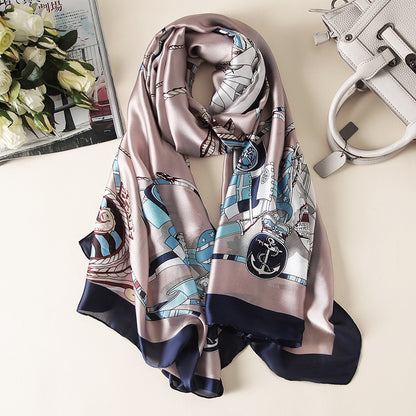 Fashionable Women's Simple Printed Thin Silk Scarf