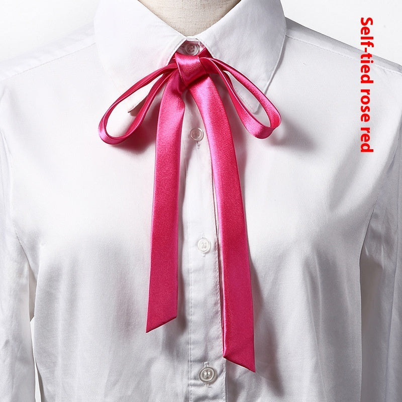 Long Small Silk Ribbon Tie-strap All-matching