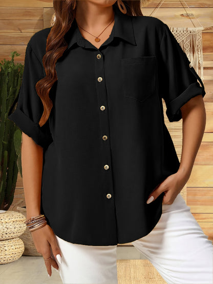 Breezelane Button Collar Blouse