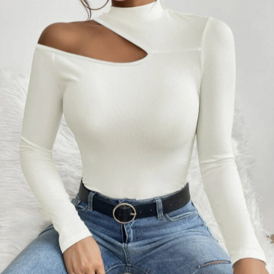 Sculpted Grace Off-Shoulder Top