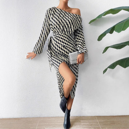 The Riviera Stripe Drape Dress