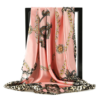 90 * 90Cm Square Scarf Leopard Chain Silk Scarf Simulation Silk Scarf