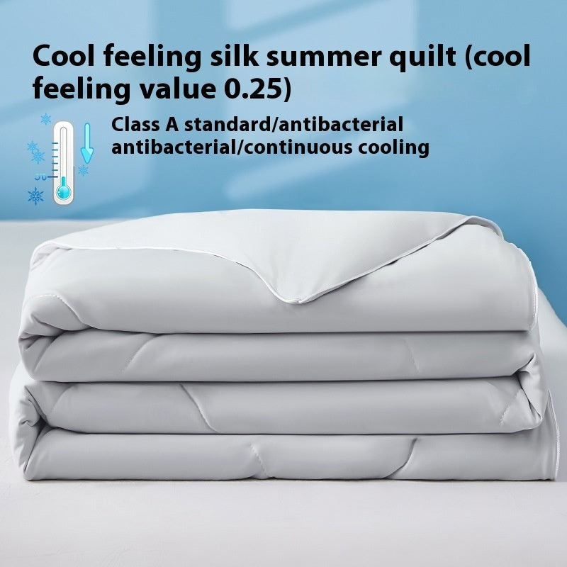Pure Color Cool Silk Summer Blanket Airable Cover Single Double Summer Ice Cream Ice Silk Summer Quilt Machine Washable Thin Duvet