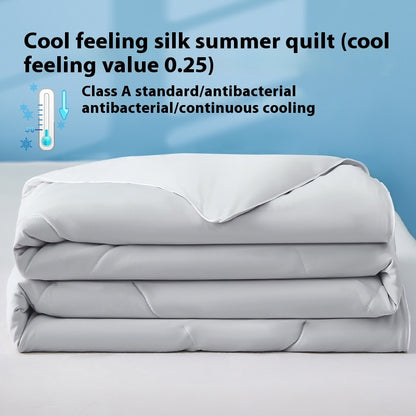 Pure Color Cool Silk Summer Blanket Airable Cover Single Double Summer Ice Cream Ice Silk Summer Quilt Machine Washable Thin Duvet