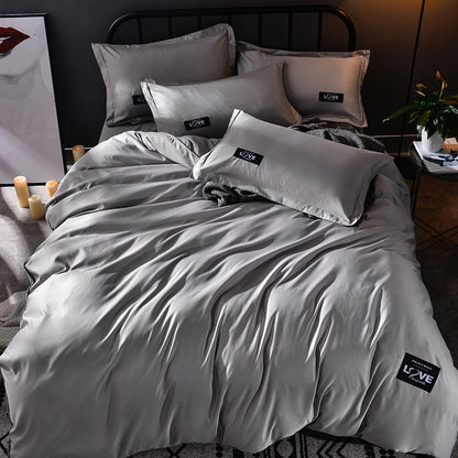 Simple washed cotton silk four piece set