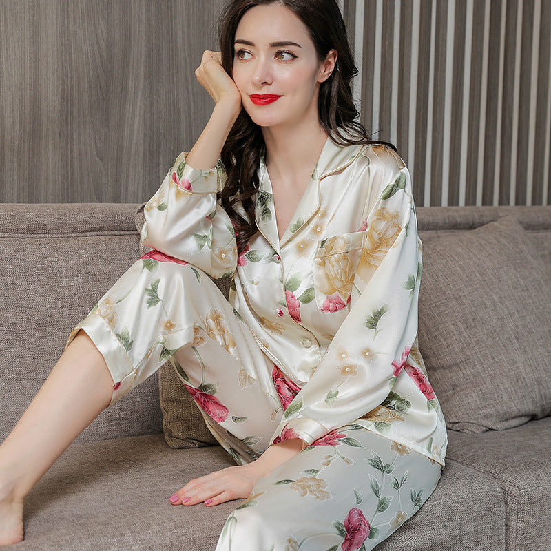 Two-piece suit long sleeve silk home service