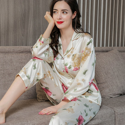 Two-piece suit long sleeve silk home service