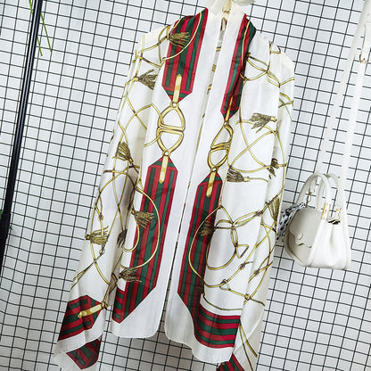 Outdoor All-match Printed Silk Scarf Women's Thin Silk Sunscreen And Breathable