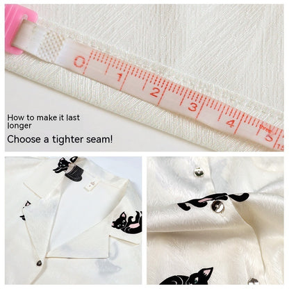 Women's Fashion Thread Ice Silk Pajamas Homewear Suit
