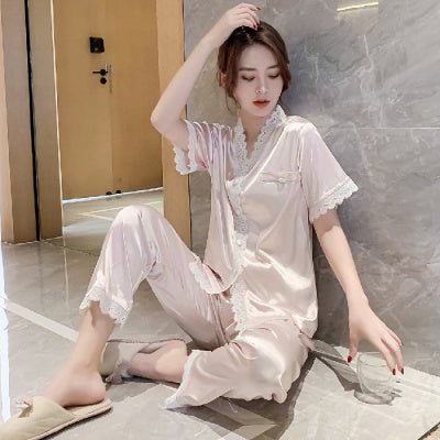 Ice silk short sleeve two-piece suit