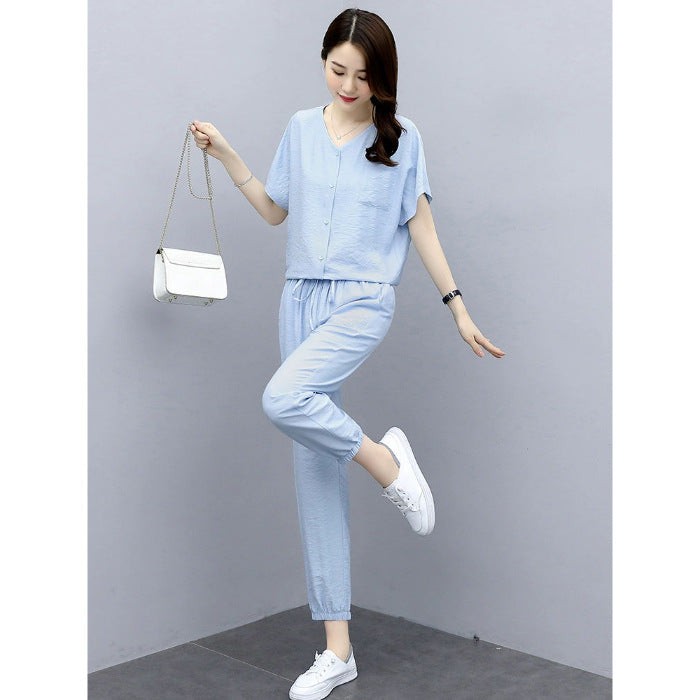 Élan Grace Cotton-Linen Co-Ord Set