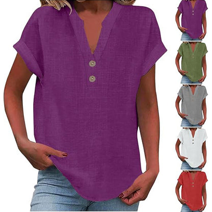 Serenelle V-Button Blouse