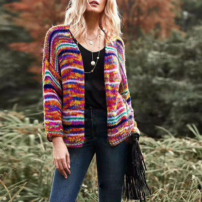 StripeHaven Wool Knit Cardigan Jacket