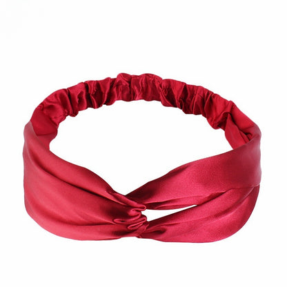 Artificial Silk Cross Headband Hair Band Hair Care Cover Elastic Satin Headband