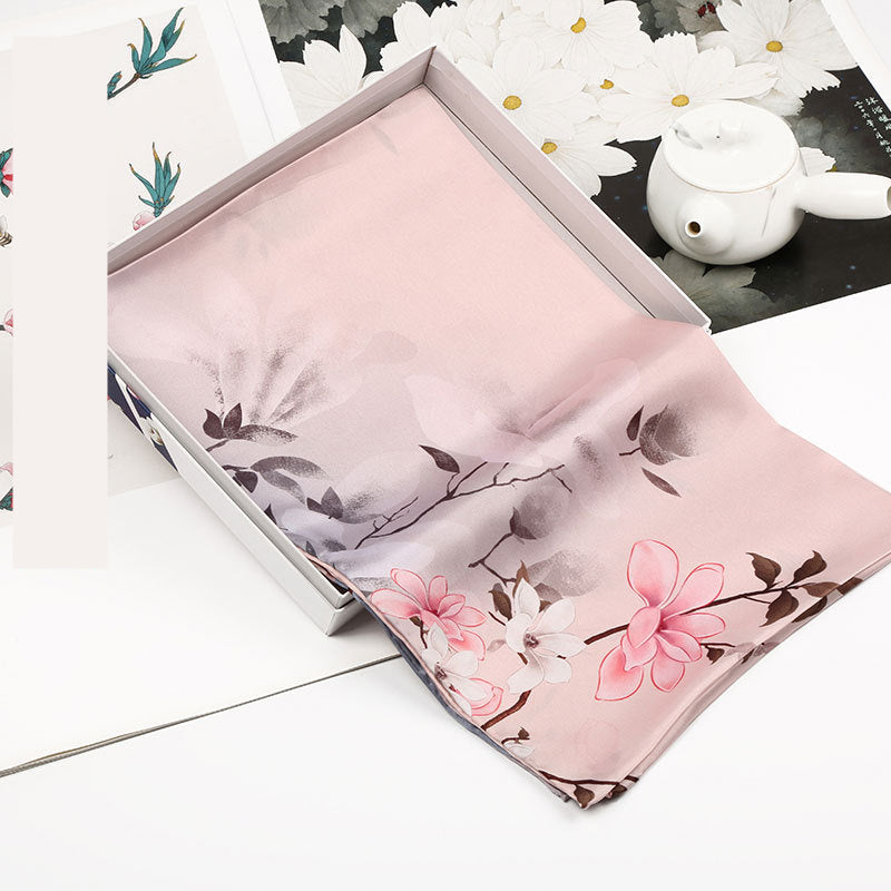 Spring Silk Crepe Satin Long Scarf