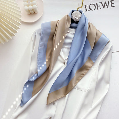 Simple  Wild Fashion Color Matching Color Simulation Silk Square Scarf