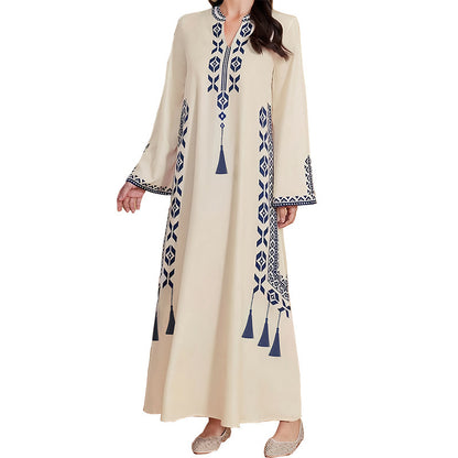 Desert Bloom V-Neck Robe Dress