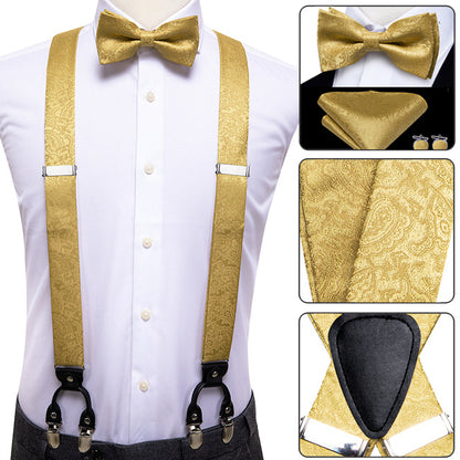 Luxury Silk Men's Sling Leather Metal 6-clip Bra