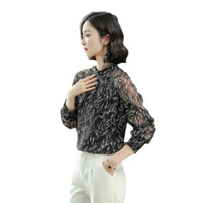 Silk Shirt Women's Long Sleeve Printed Top