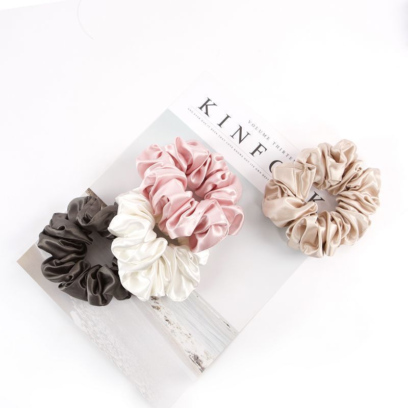 Women's Solid Shiny Silk Hair Tie Large Conditioner