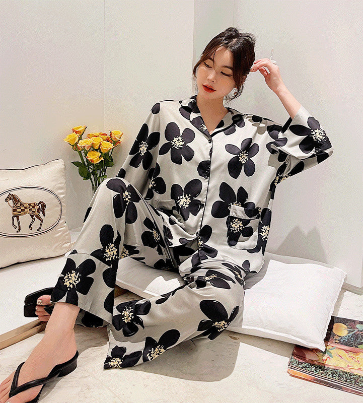 Ice Silk Pajamas Ninth Sleeve Trousers Thin Home Wear