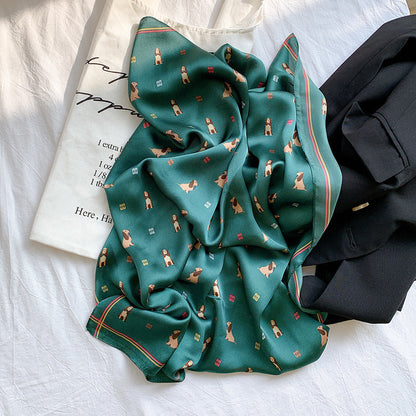 Simple  Wild Fashion Color Matching Color Simulation Silk Square Scarf