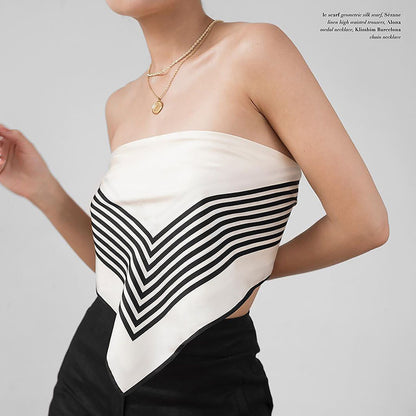 Fashion Simple Striped Silk Lady Scarf Shawl