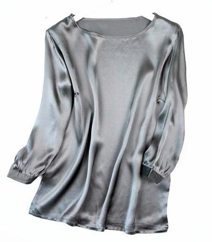 High-end Silkworm Silk Pearl Shiny Satin Shirt