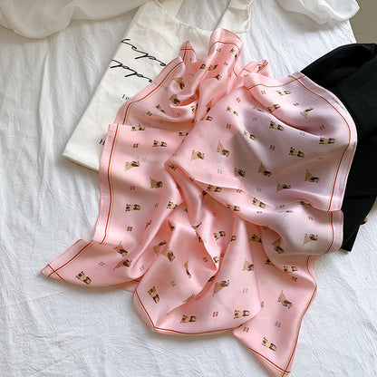 Simple  Wild Fashion Color Matching Color Simulation Silk Square Scarf