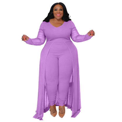 Women's Pocket Long Sleeve Stitching Stretch Jumpsuit