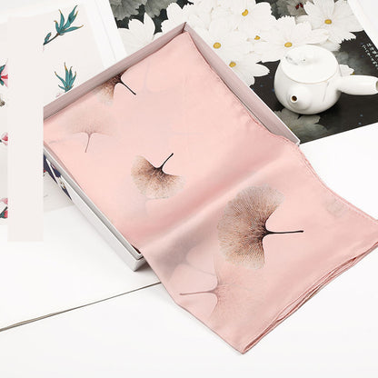 Spring Silk Crepe Satin Long Scarf